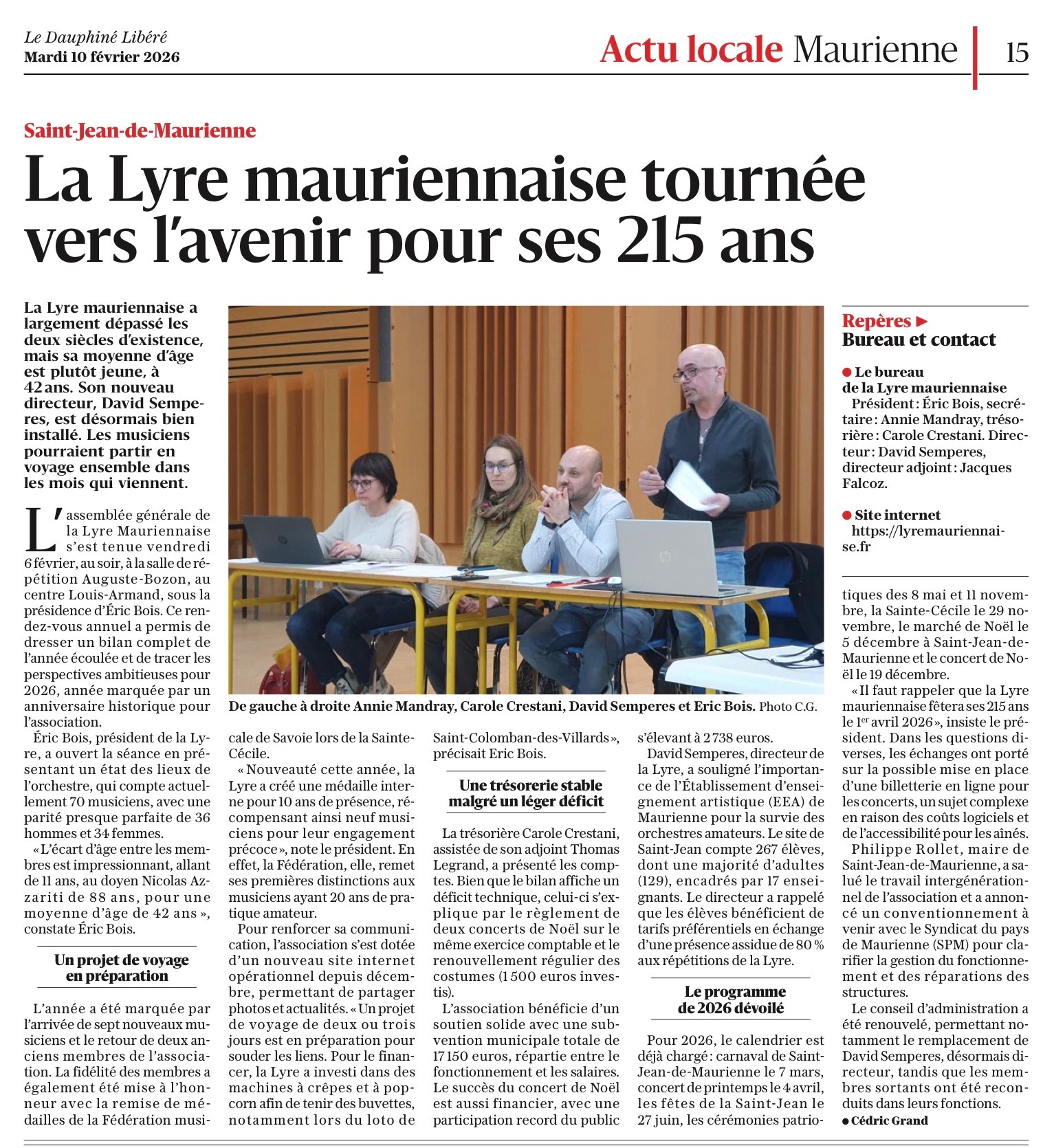 Dauphiné Libéré du 10 février 2026